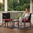 thumbnail image 1 of Homall Patio Furniture Set Outdoor Rocker All Weather PP Rocking Chair with Cushion Set of 3, Red, 1 of 6