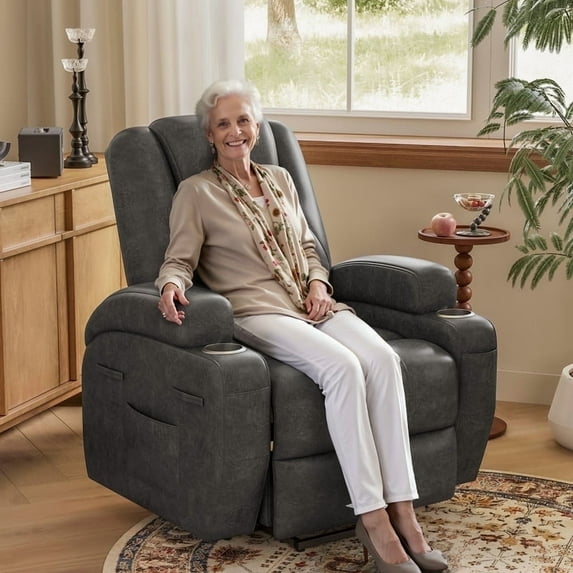 Homall Power Lift Recliner Chair Massage Designed Leathaire Fabric Single Sofa Specifically for Nursing,Black