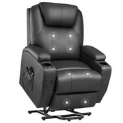 Homall Power Lift Recliner Chair PU Leather for Elderly with Massage and Heating Ergonomic, Black