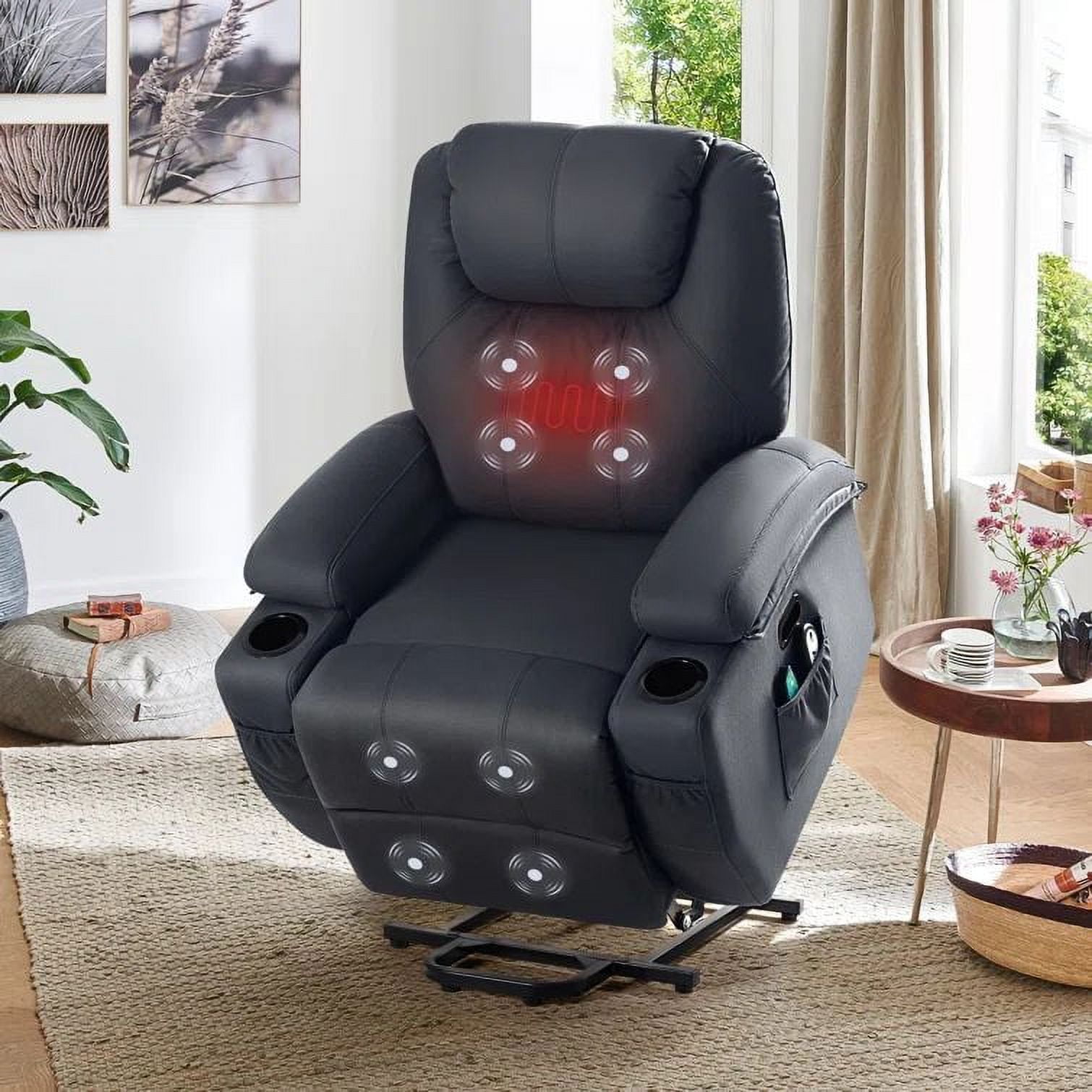 Homall Power Lift Recliner Chair with Massage and Heating PU Leather ...