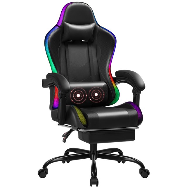 Homall RGB Gaming Chair with Massage and LED Lights Ergonomic Computer