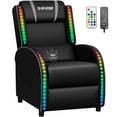 Homall RGB LED Gaming Massage Recliner, Home Theater Sofa with Lumbar
