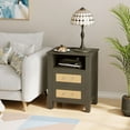 thumbnail image 1 of Homall 1 Piece Rattan Nightstand with 2 Drawers, Bedside Table End Table with Charging Station for Bedroom Living Room, Gray, 1 of 7
