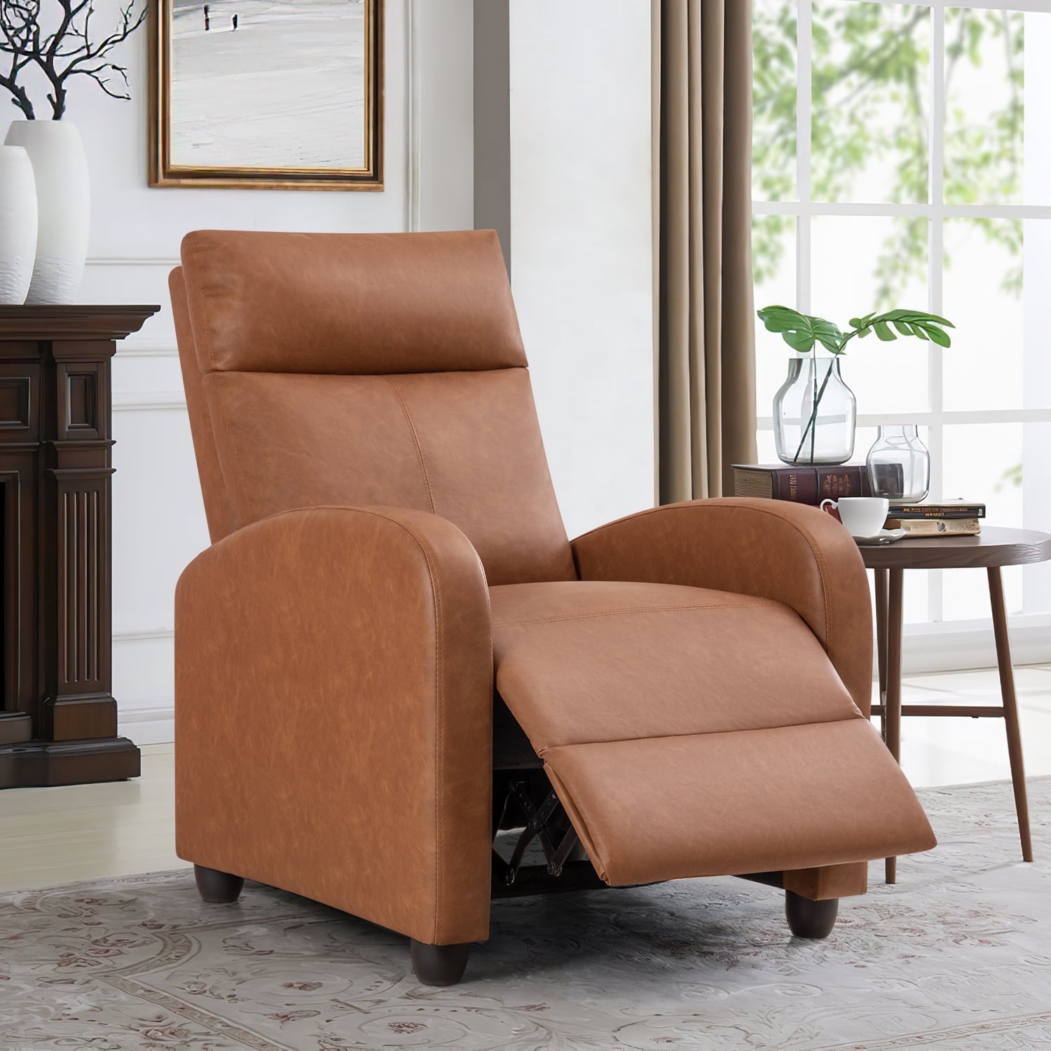 Homall Recliner Chair Padded Seat Pu Leather for Living Room Single Sofa Recliner Modern Recliner Seat Club Chair Home Theater Seating, Khaki