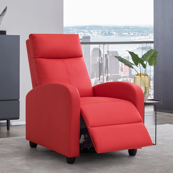 Homall Recliner Chair Single Sofa Chair Small Recliner Home Theater Seating PU Leather Living Room Sofa,Red
