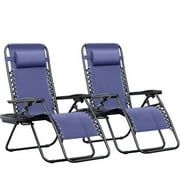 Homall Set of 2 Zero Gravity Chair Patio Reclining Chair with Adjustable Angle Foldable Lawn Lounge Chair, Blue