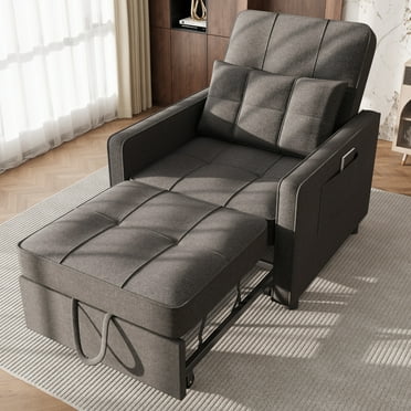 Homall Sleeper Sofa Chair Bed 3 in 1 Convertible Bed Chair Adjustable Sleeper Chair Pullout Sofa Bed,Black