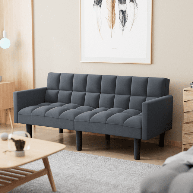Homall Sofa Couch Futon Sofa Bed Backrest Adjustable Angle Sofa, Blue