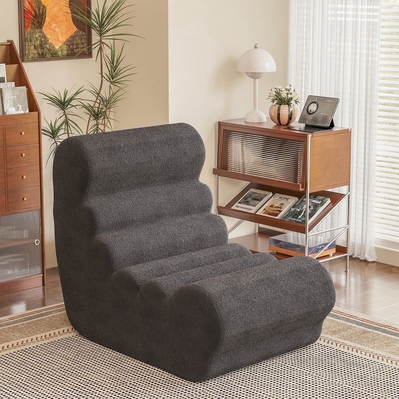 Homall Teddy Plush Bean Bag Chair for Adults – Soft Sponge-Filled Lounge Seat, Comfortable Floor Chair for Living Room and Bedroom, Dark Gray
