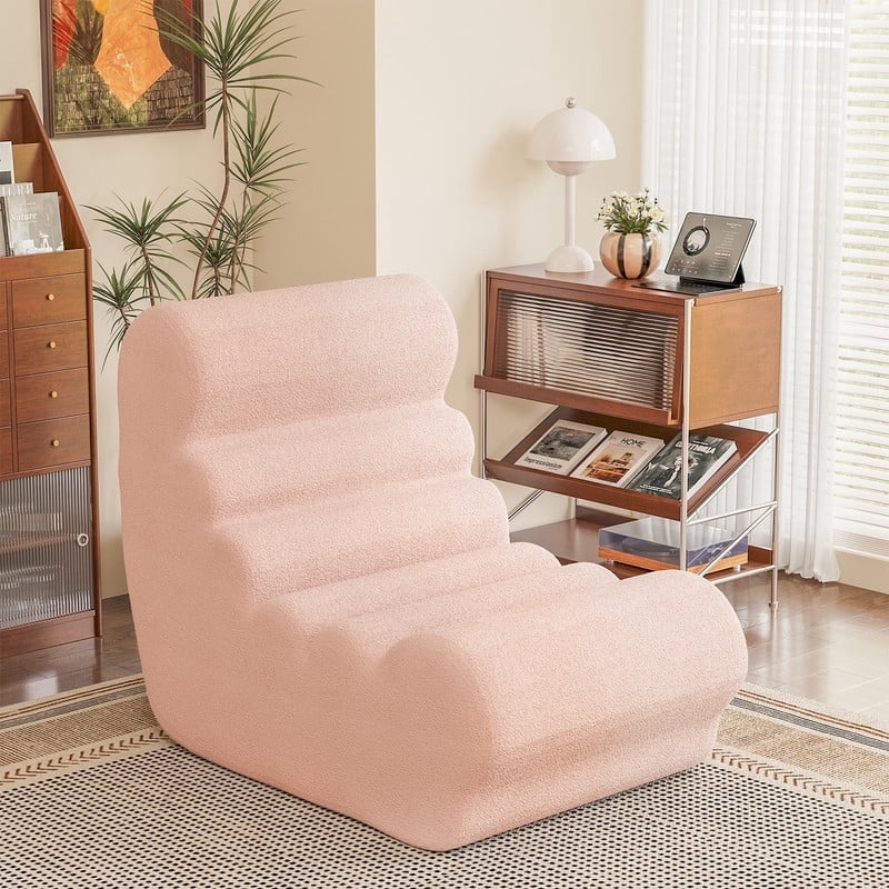 Homall Teddy Plush Bean Bag Chair for Adults – Soft Sponge-Filled Lounge Seat, Comfortable Floor Chair for Living Room and Bedroom, Pink