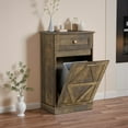 thumbnail image 1 of Homall 10 Gallon Tilt Out Wooden Trash Cabinet with Drawer, Garbage Recycling Trash Can for Kitchen Storage Cabinet for Laundry, Brown, 1 of 7