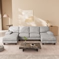 thumbnail image 1 of Homall U Shaped Sectional Sofa with Soft Corduroy Sofa Couch with Double Chaise for Apartments,Living Room, loop yarn Gray, 1 of 7