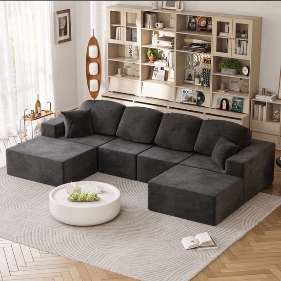 Homall U-shaped Multi-person Boneless Sectional Couches and Sofas Modular Sectional No Assembly Required Living Room Sofa Furniture Sets