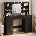 thumbnail image 1 of Homall Vanity Desk with Mirror, LED Lights & Power Outlet, Makeup Vanity Table with 7 Drawers & Shelves for Girls and Women, Black, 1 of 7