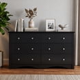 thumbnail image 1 of Homall  6 Drawer Double Dresser, Modern Chest of Drawers, Wood Storage Cabinet for Bedroom & Living Room, Black, 1 of 8