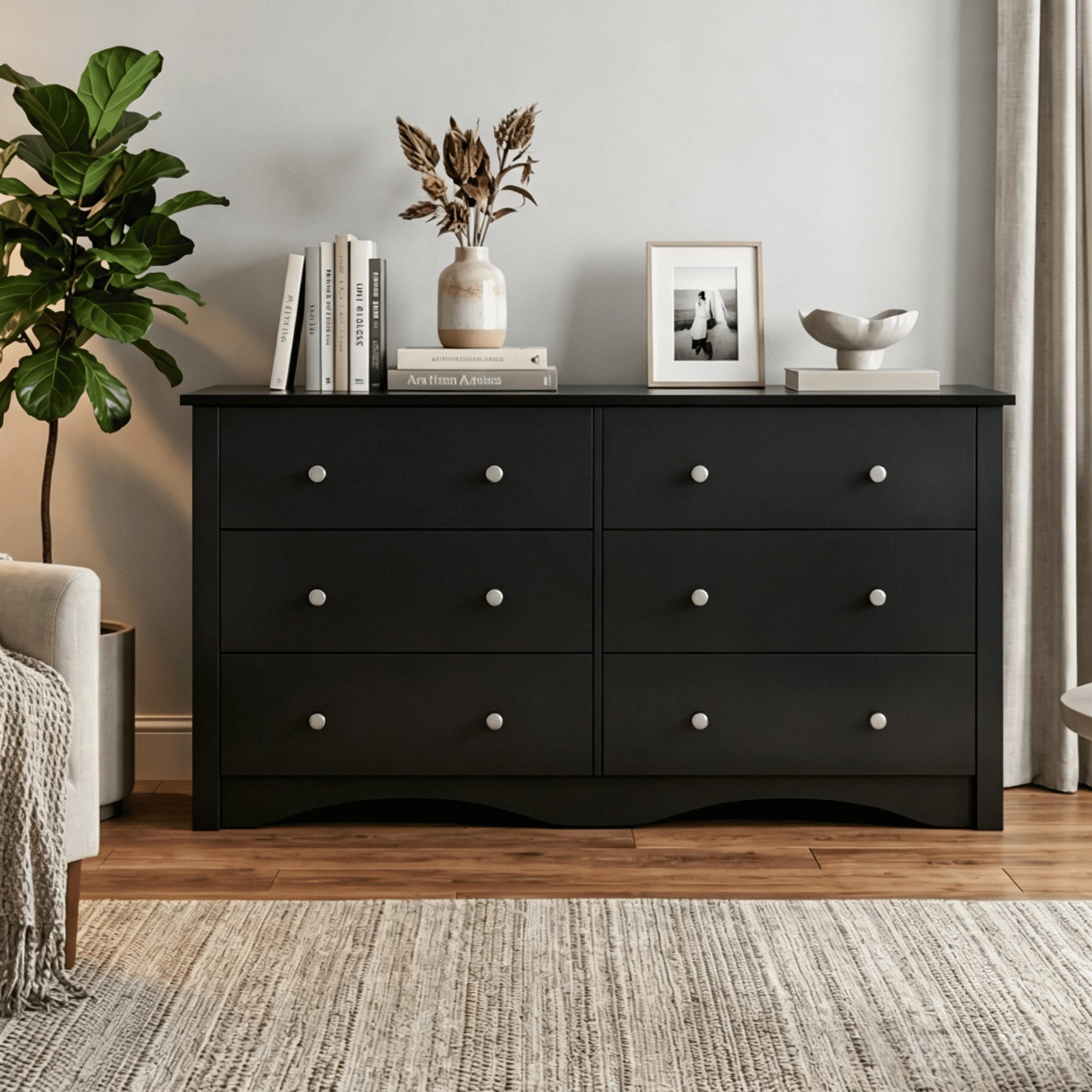 Walker Edison Modern Beveled 6 Drawer Dresser, Black - Walmart.com Walker Edison Modern Beveled 6 Drawer Dresser, Black - Walmart.com