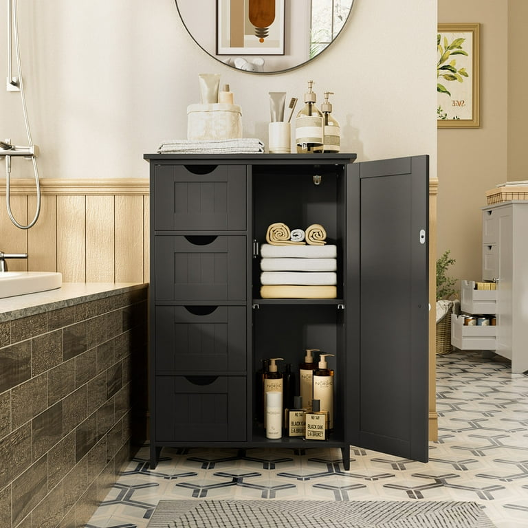 Black bathroom cabinets and storage units discount