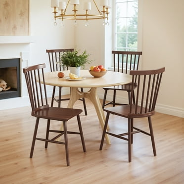 Homall Wood Windsor Dining Chair Set of 4,Farmhouse Spindle Back Chair for Kitchen & Dining Room, Brown