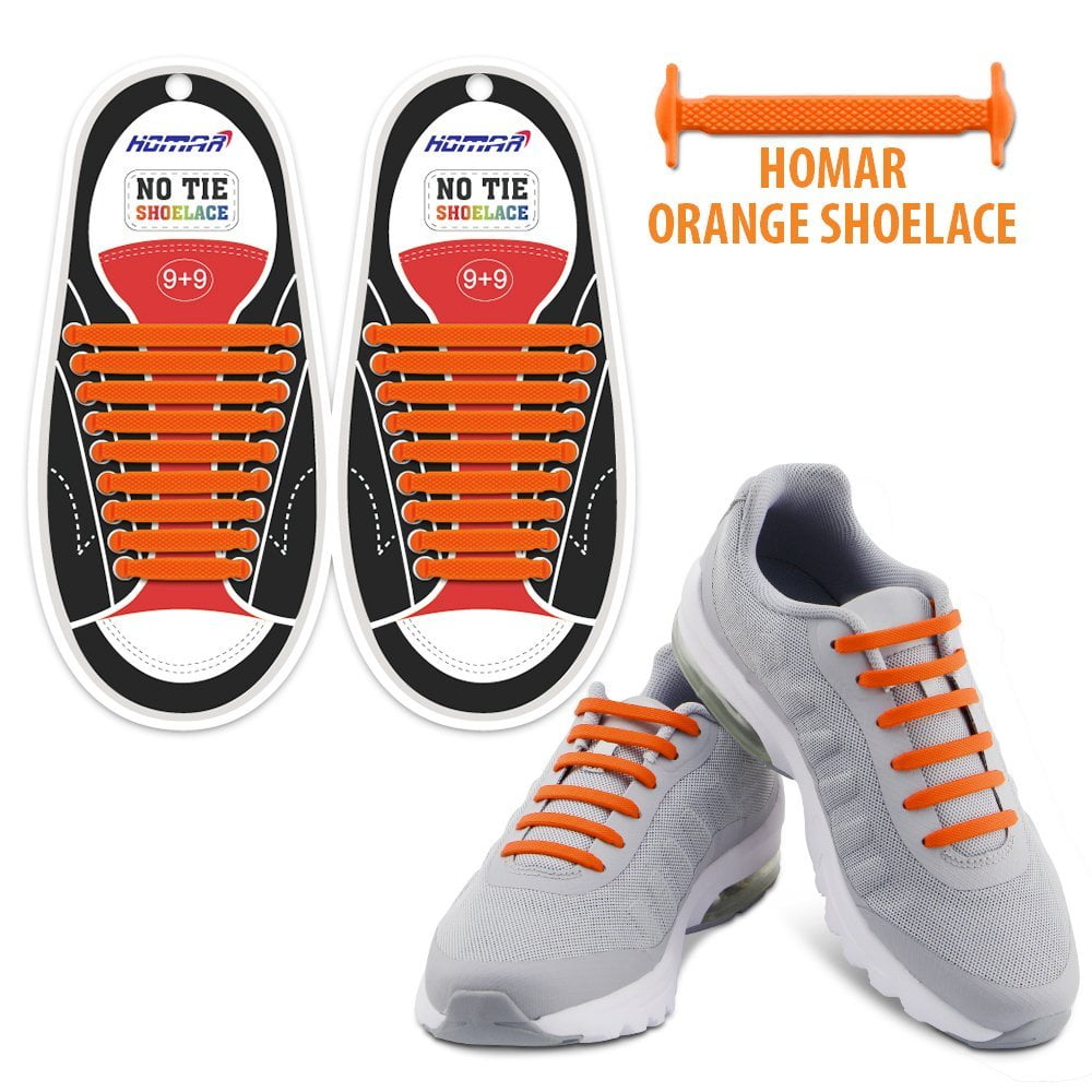 Homar Waterproof Reflective No Tie Shoe Laces Elastic Athletic Shoelace for  Sneakers Boots Skateboard Hiking Sport Shoe - Orange 
