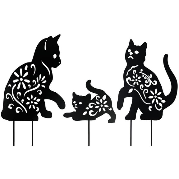 Homarden Metal Cat Statues, Halloween Yard Decoration, Humane Control Metal Cat Silhouette, Black