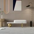 thumbnail image 1 of Homary Entryway Bench White & Gold Wooden Entryway Bench Boucle Upholstered with Abstract Metal Legs, 1 of 15