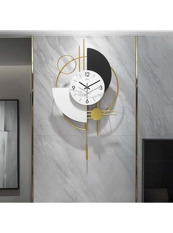 Homary Modern 16.5 inch 3D Mute Metal Wall Clock for Living Room with Mechanism Quartz Movement