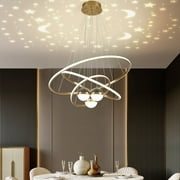 Homary Modern Gold 3-Light LED Chandelier 3 Color Modes Remote Control Starry Reflection Light