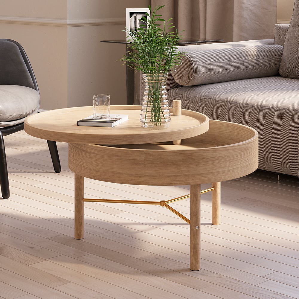 Modern round wood coffee table deals