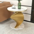 thumbnail image 1 of Homary Modern White Round Metal Side Table with Faux Marble Tabletop End Table, 1 of 11