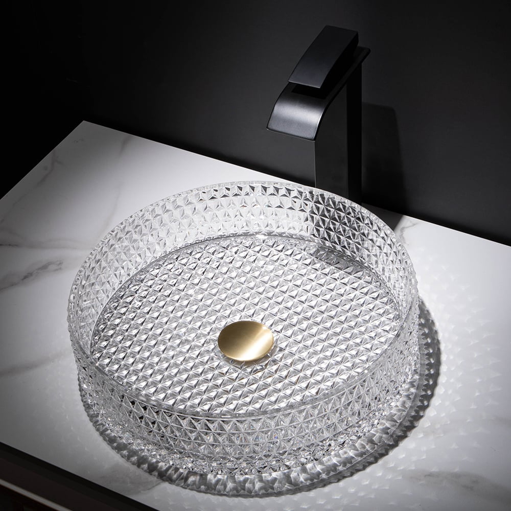 Homary Vessel Transparent Diamond Shaped Crystal Glass Bathroom Wash ...
