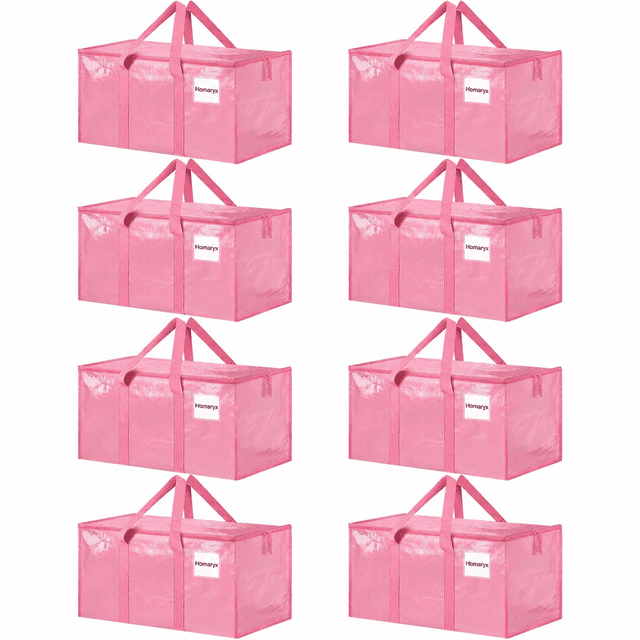 Move Heavy Homaryx 8 Pack Extra Large Heavy Duty Moving Bags, Pink Storage Totes ...