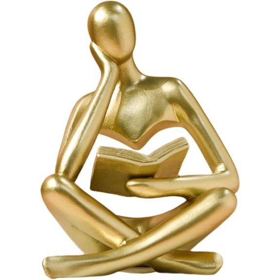 Homaryx Abstract Art Thinker Statue - Reading Thinker Sculpture Figurine, Modern Home Decoration for Living Room Office Shelves Coffee Table Desk Decor (Gold)