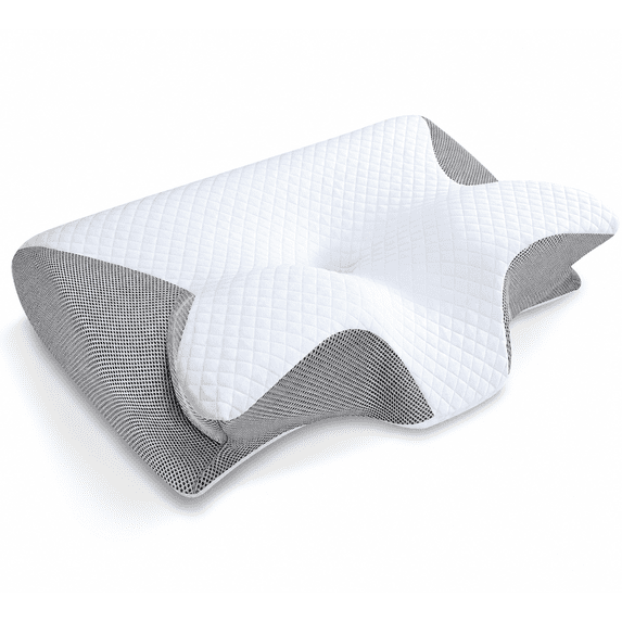 Homaryx Memory Foam Cervical Pillow, 2 in 1 Ergonomic Contour Orthopedic Pillow for Neck Pain, Contoured Support Pillows for Side Back Stomach Sleepers Grey