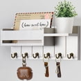thumbnail image 1 of Homaryx Wall Mounted Key Holder with Shelf and Mail Organizer, Wooden Key Hanger Rack for Entryway, Living Room, Hallway Home Essentials White, 1 of 6