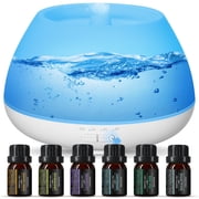 Homasy Essential Oil Diffuser with Oils, 500ml Aroma Diffuser & Top 6 Pure Oils Gift Set
