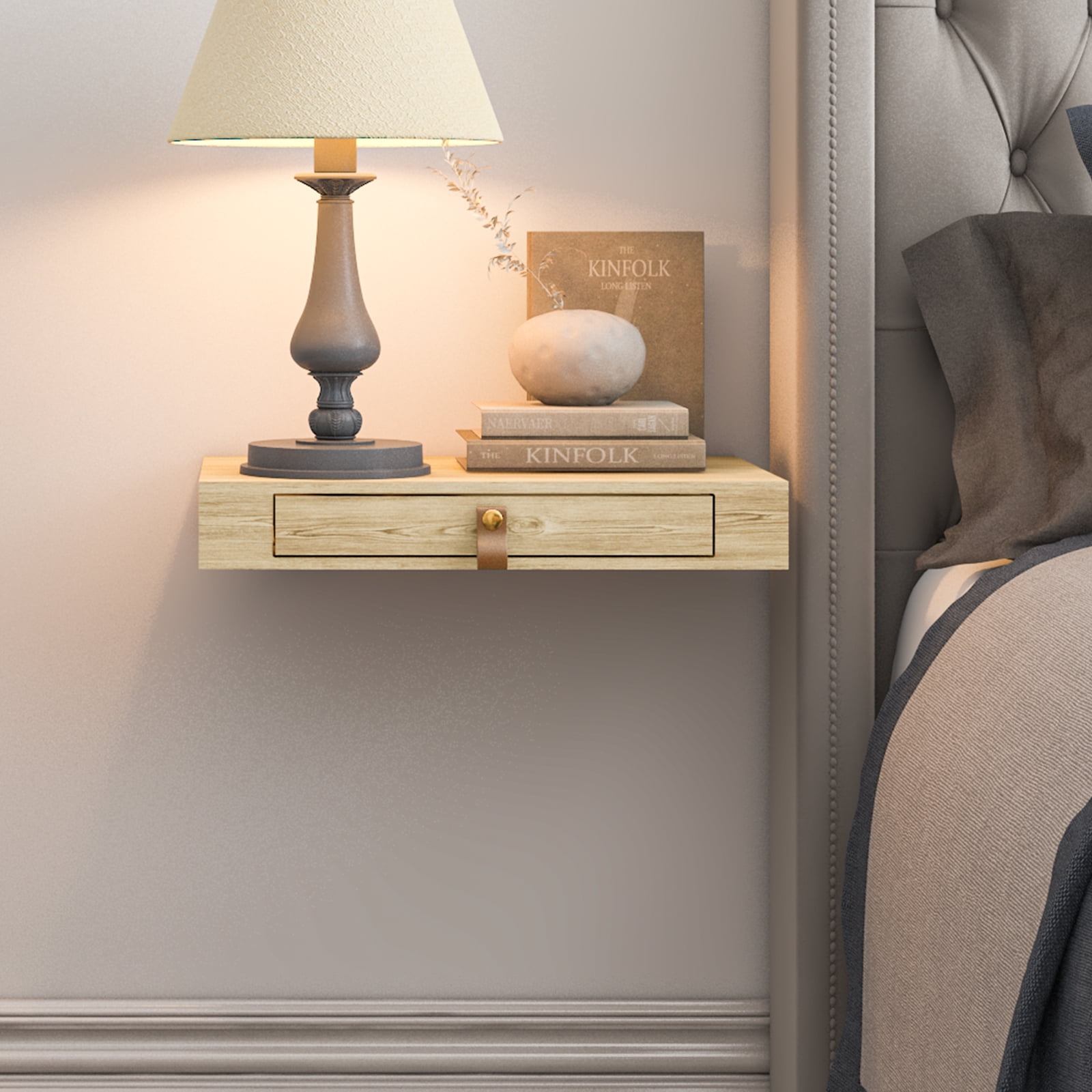 Floating bedside shelf with drawer discount