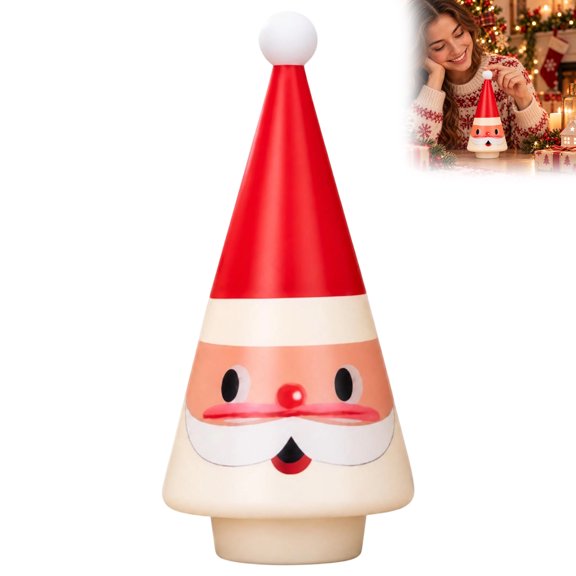 Homatt Christmas Santa Figurine Resin Tree Shaped Tabletop Decor for Mantel Shelf