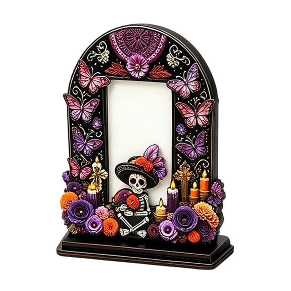Homatt Day of the Dead Memorial Photo Frame Wooden Ofrenda Altar Tabletop Decor