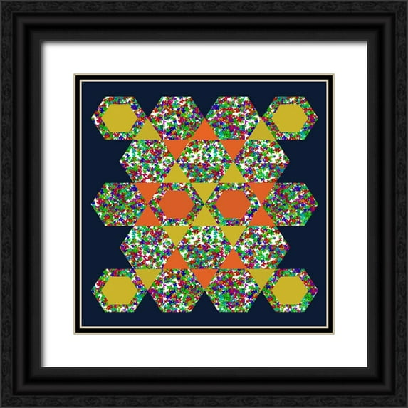 Homawoo, Richard 12x12 Black Ornate Wood Framed with Double Matting Museum Art Print Titled - Hexagon Pattern-6