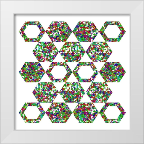 Homawoo, Richard 12x12 White Modern Wood Framed Museum Art Print Titled - Hexagon Pattern-4