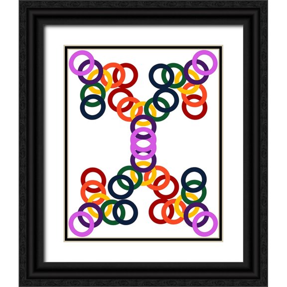 Homawoo, Richard 12x14 Black Ornate Wood Framed with Double Matting Museum Art Print Titled - Rainbow Circles-17