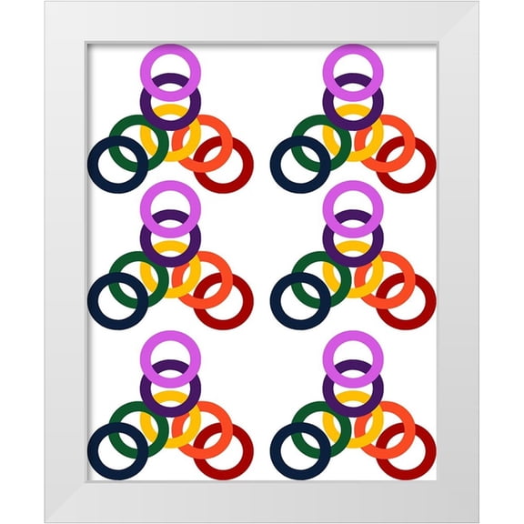 Homawoo, Richard 12x14 White Modern Wood Framed Museum Art Print Titled - Rainbow Circles-6
