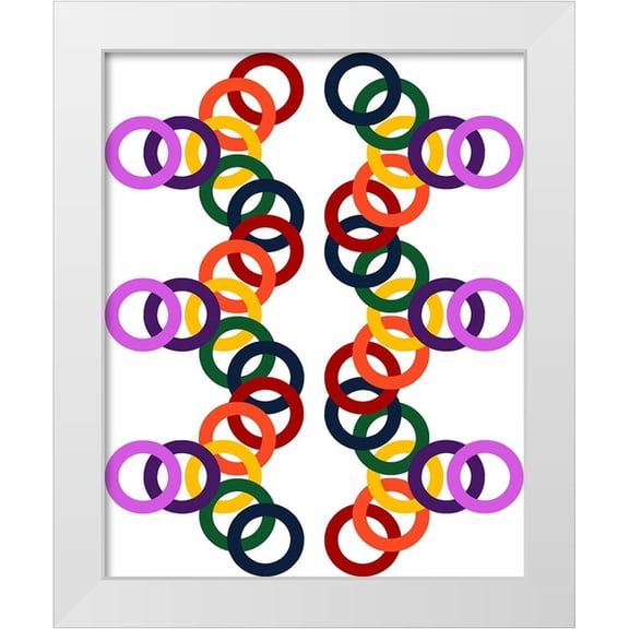 Homawoo, Richard 12x14 White Modern Wood Framed Museum Art Print Titled - Rainbow Circles-7
