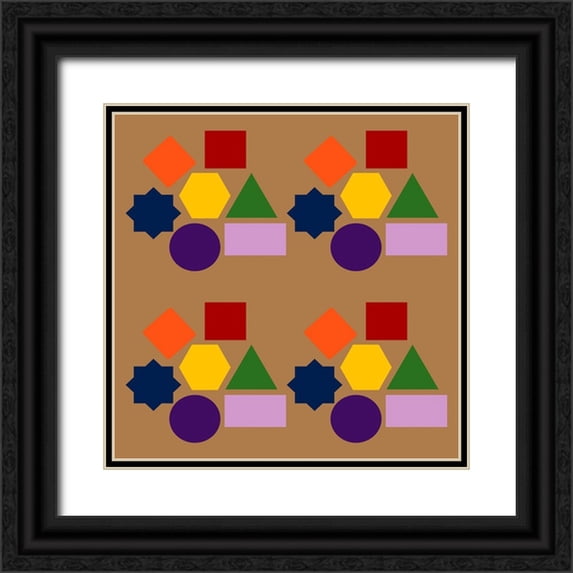 Homawoo, Richard 15x15 Black Ornate Wood Framed with Double Matting Museum Art Print Titled - Rainbow Geometry-3