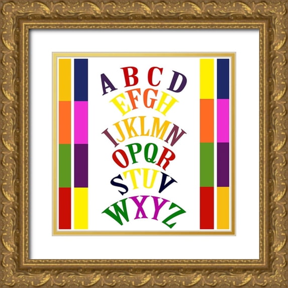 Homawoo, Richard 15x15 Gold Ornate Wood Framed with Double Matting Museum Art Print Titled - Rainbow Alphabet-3