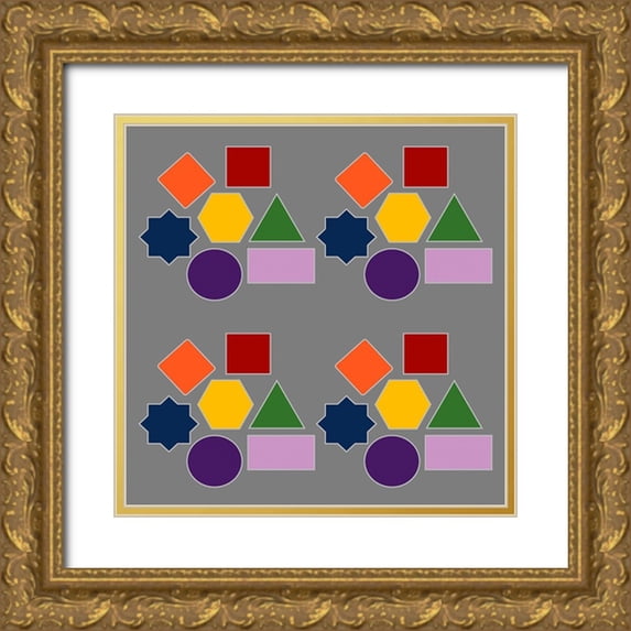 Homawoo, Richard 15x15 Gold Ornate Wood Framed with Double Matting Museum Art Print Titled - Rainbow Geometry5