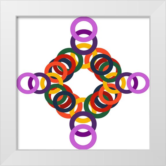 Homawoo, Richard 15x15 White Modern Wood Framed Museum Art Print Titled - Rainbow Circles-13