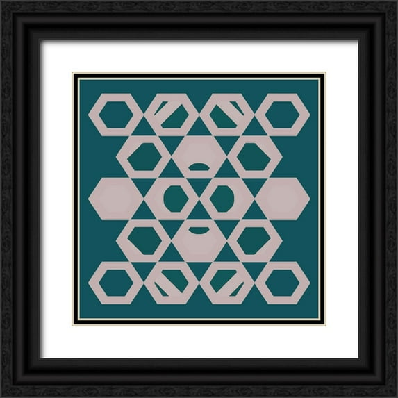 Homawoo, Richard 20x20 Black Ornate Wood Framed with Double Matting Museum Art Print Titled - Hexagon Pattern-30