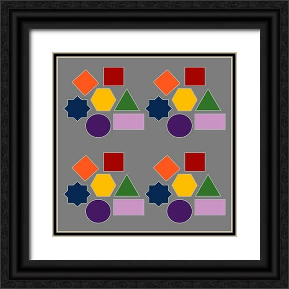 Homawoo, Richard 20x20 Black Ornate Wood Framed with Double Matting Museum Art Print Titled - Rainbow Geometry5