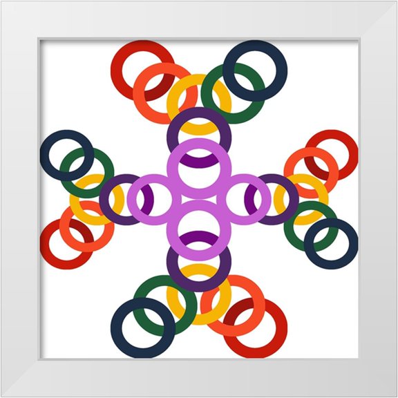 Homawoo, Richard 20x20 White Modern Wood Framed Museum Art Print Titled - Rainbow Circles-11
